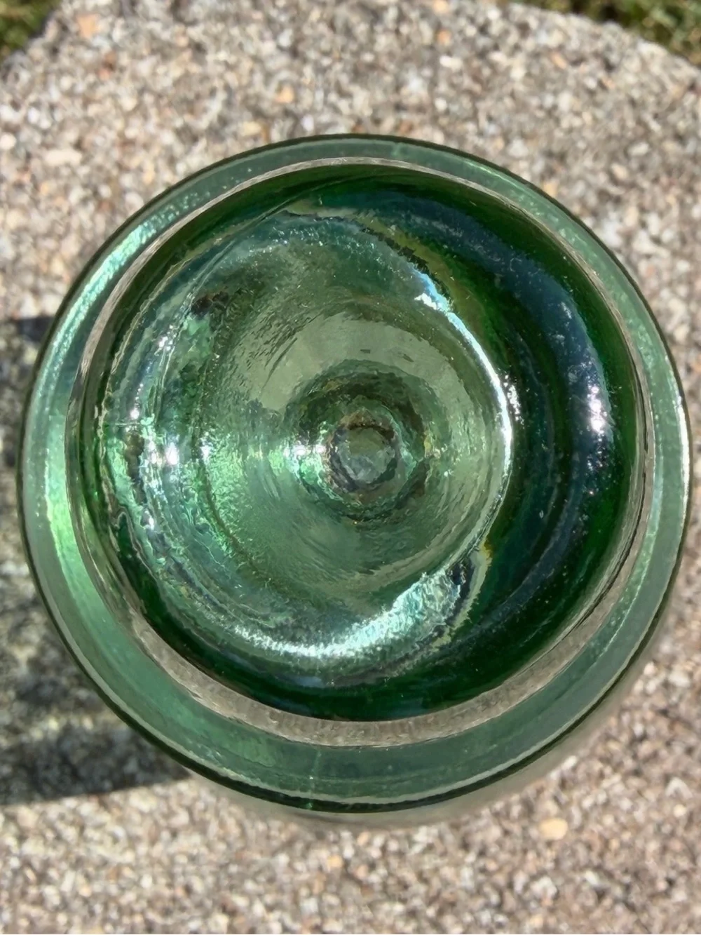 Vintage Green Bourbon Decanter, Faded Etched Duck/Hunting Dog. Original Stopper.